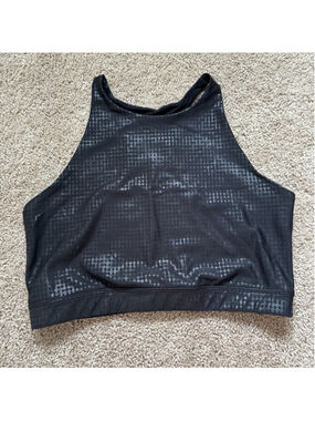 Peloton Black Tonal Snake Print High Neck Longline Sports Bra Women’s XL